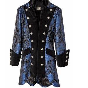 Shrine Blue and Black Brocade Coat
